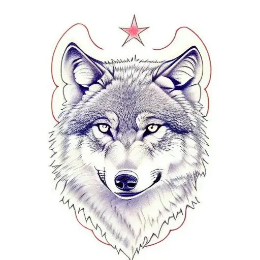 male wolf, female wolf and wolf cubs tattoo tattoo design idea