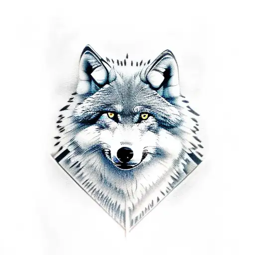 male wolf, female wolf and wolf cubs tattoo tattoo design idea