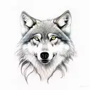 male wolf, female wolf and wolf cubs tattoo tattoo design idea
