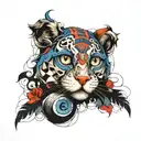 trash polka style blue eyes paradox tattoo design idea