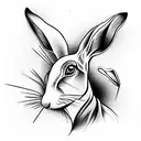 hare with three ears tattoo design idea