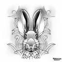 hare with three ears tattoo design idea