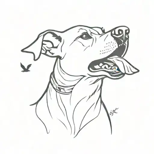 Dog with a bird in it's mouth  tattoo design idea