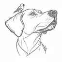 Dog with a bird in it's mouth  tattoo design idea