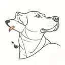 Dog with a bird in it's mouth  tattoo design idea