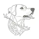 Dog with a bird in it's mouth  tattoo design idea