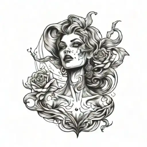 Bad woman posing tattoo design idea