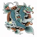 Koi Fish and dragon  tattoo design idea
