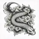 Koi Fish and dragon  tattoo design idea