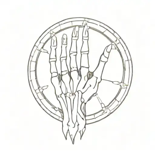 skeleton hands wrapped around wheel tattoo design idea