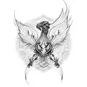 bio mechanical pheonix tattoo design idea