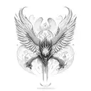 bio mechanical pheonix tattoo design idea