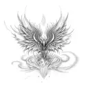 bio mechanical pheonix tattoo design idea