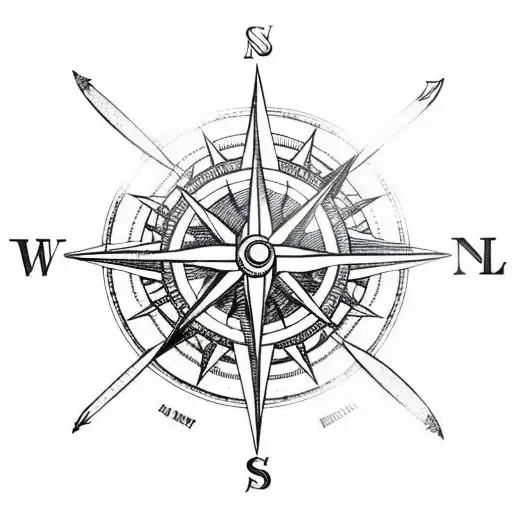 Sailor's compass surrounded by Haida-inspired sun rays tattoo design idea