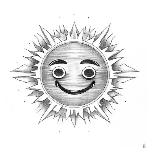 haida sun mix with smiley face nirvana tattoo design idea