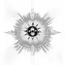 haida sun mix with smiley face nirvana tattoo design idea
