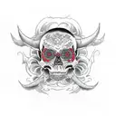 Skull and devil tattoo design idea