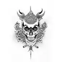 Skull and devil tattoo design idea
