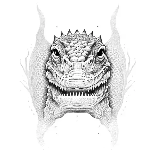 Crocodile swimming  tattoo design idea