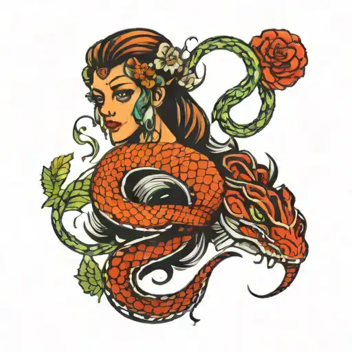 Gemini and snake tattoo design idea