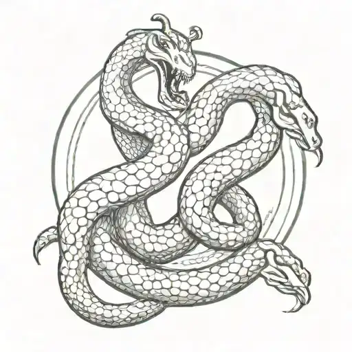 Gemini zodiac sign and snake tattoo design idea