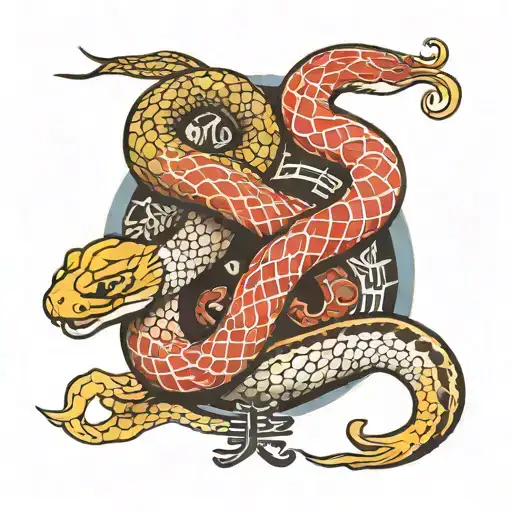 Gemini zodiac sign and snake tattoo design idea