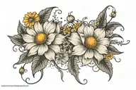 cosmos and marigold flower tattoo design idea