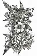 longsword flower shark  tattoo design idea