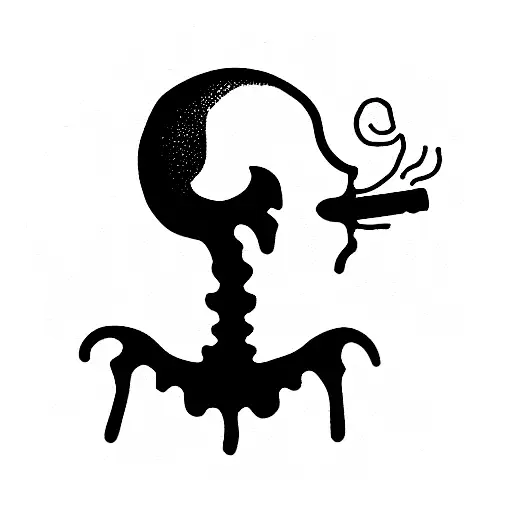 skeleton without legs smoking a joint tattoo design idea