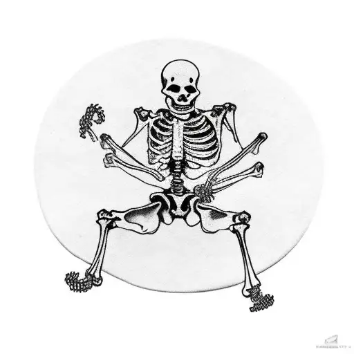 skeleton without legs smoking a joint tattoo design idea