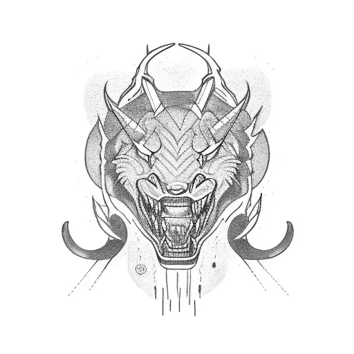 A fierce apex predator racing against a vintage car tattoo design idea