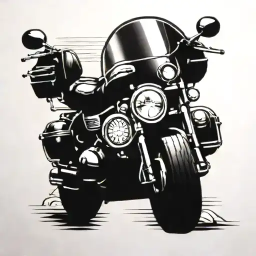 Harley motorcycle at beach tattoo design idea