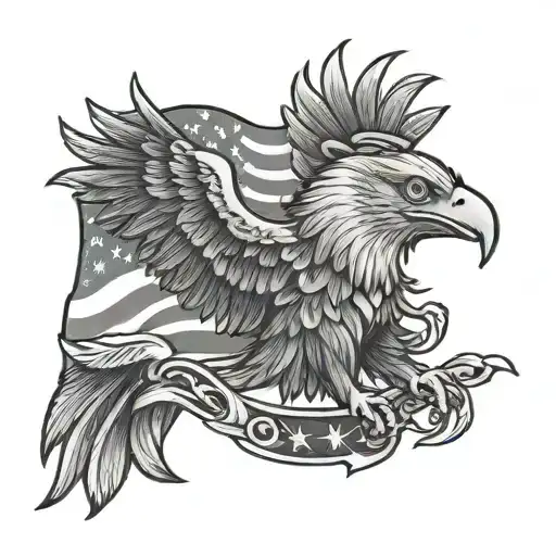 mexican eagle and American flag tattoo design idea