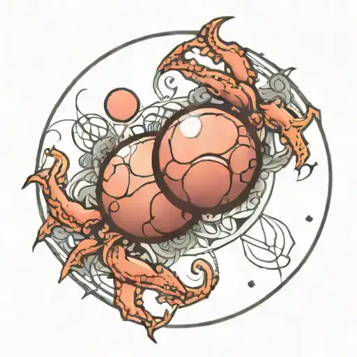 cancer symbol with faded moons facing each other tattoo design idea