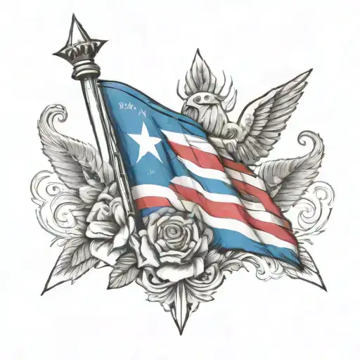 Cuban flag waving, homeland and life, freedom tattoo design idea