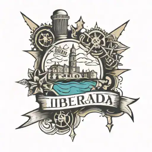 A stylized map of Cuba with the phrase 'Libertad y Vida' integrated into the design tattoo design idea