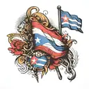 Cuban flag waving, homeland and life tattoo design idea