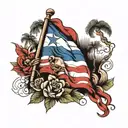 Cuban flag waving, homeland and life tattoo design idea