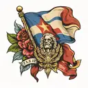 Cuban flag waving, homeland and life tattoo design idea