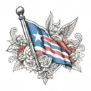 Cuban flag waving, homeland and life, freedom tattoo design idea