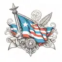 Cuban flag waving, homeland and life, freedom tattoo design idea