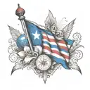 Cuban flag waving, homeland and life, freedom tattoo design idea