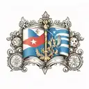 Cuban flag waving, homeland and life, freedom tattoo design idea
