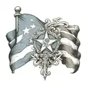 Cuban flag waving, homeland and life, freedom tattoo design idea