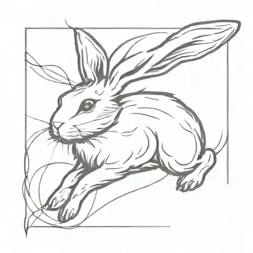 grey and white mini lop bunny jumping tattoo design idea