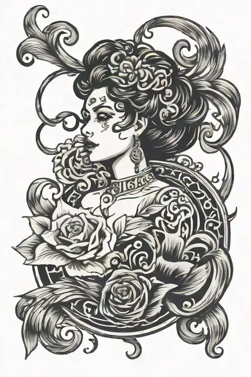 name letters: Shani Louk in a hurricane  tattoo design idea