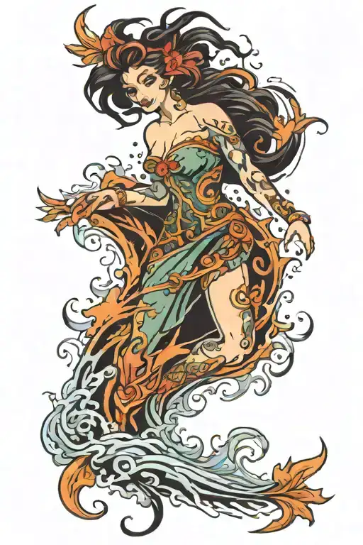 name: Shani Louk in a hurricane trident tattoo design idea