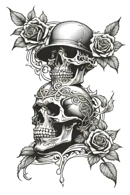 1990 and skull and roses and carmen and natlia and green bay and el paso texas tattoo design idea