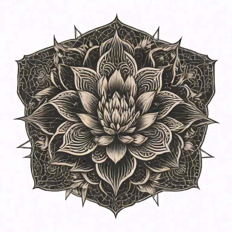 lotus flower geometric black flowers floating symetrical grid lines falling clouds storm   tattoo design idea