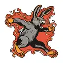 running rabbit screaming   tattoo design idea